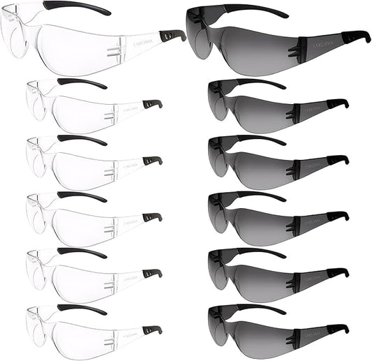 Safety Glasses Bulk ANSI Z87.1, Wrap Around Resistant Scratch Eye Protective Eyewear for Men Women Work Lab