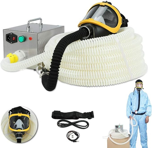 High Efficiency Powered Air Purifying Respirator (PAPR) System with 66ft Long Tube, Self-Priming Air Respirator Kit (33FT/10M Tube)