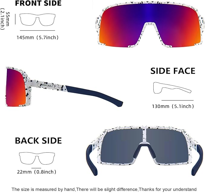 MAXJULI Polarized Sunglasses for Men Women, Windproof Outdoor Sports Cycling Running UV400 Protection Sun Glasses 8121