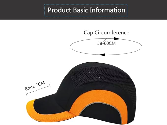 Lightweight Hard Hat Safety Bump Cap Safety Hard Hat Head Protection Cap Breathable Baseball Hat Style Comfortable Head Protection Hat for Work