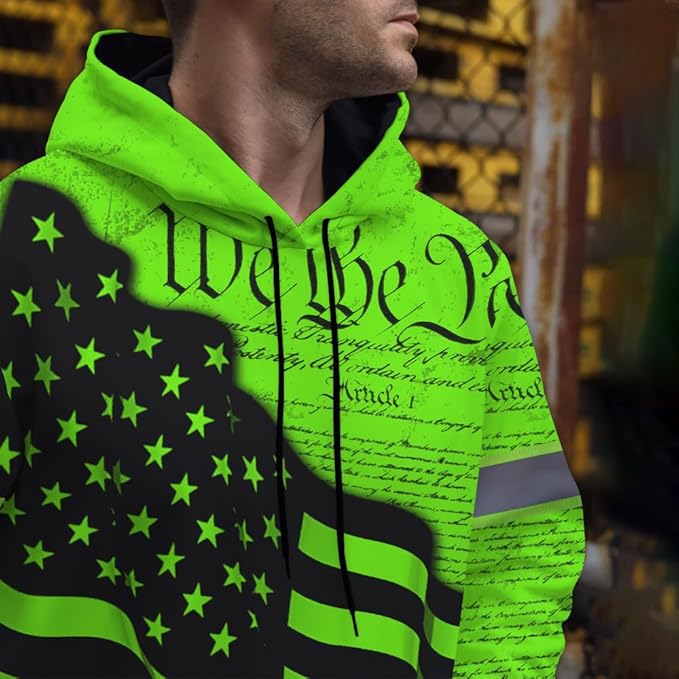 Maddly High Visibility US Flag Collection Safety Workwear Custom Name for Workers, Runners, Truckers, Patriotic