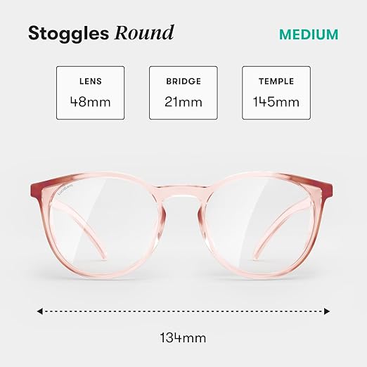 Stoggles Round Z87.1 Certified Polycarbonate Safety Glasses, Scratch & Shatter-Proof, Blue-Light & UV Blocking Lens, Top & Side Shields, Anti-Fog Dip Coated, Durable, Protective & Stylish Eyewear