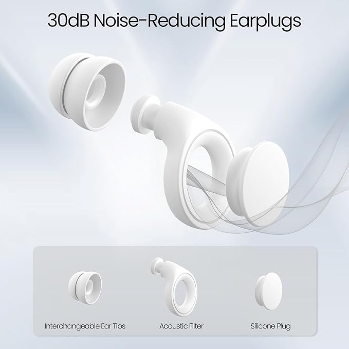 Ear Plugs for Sleeping Noise Cancelling, Soft Silicone Ear Plugs Hearing Protection 30dB, Reusable Earplugs for Concert, Festival, Sleep and Noise Sensitivity - White
