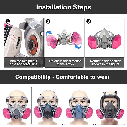 10 Pair Respirator Cartridge, 60921 Respirator Filters, Filtering Formaldehyde, Acid Gases, Paint, Organic Vapors, Particulate Filter, Chemical Cartridges for 6200 6502 7502 6800 Series Respirator