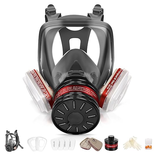 Full Face Respirator Mask, Gas Masks Survival Nuclear and Chemical with 40mm Activated Carbon Filter & 6001 Filter Cartridge,6800 Reusable Gasmasks for Paint, Welding and Other Work Protection
