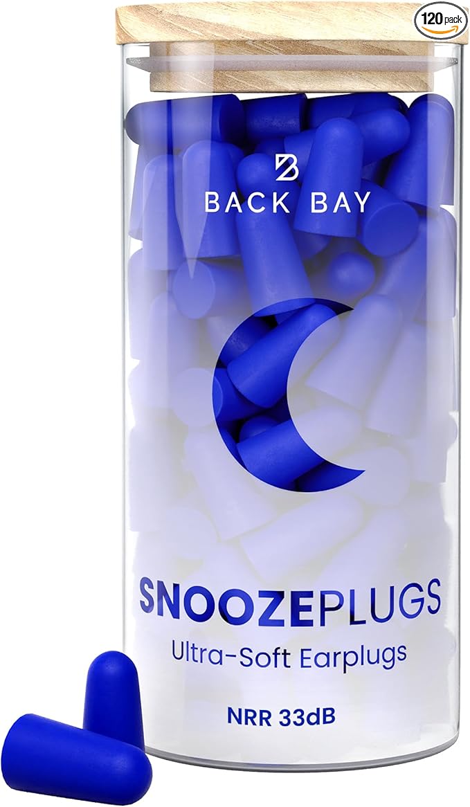 SnoozePlugs Ultra Soft Foam Earplugs for Sleeping, 60 Pairs Comfortable Foam Ear Plugs for Side Sleepers- 33db NRR Nightime Earplugs for Snore Blocking, Noise Canceling Sleep Noise Reduction