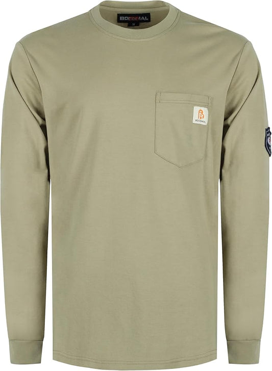 BOCOMAL FR Shirts Lightweight Classic Crew Long Sleeve Fire Resistant Shirt CAT2