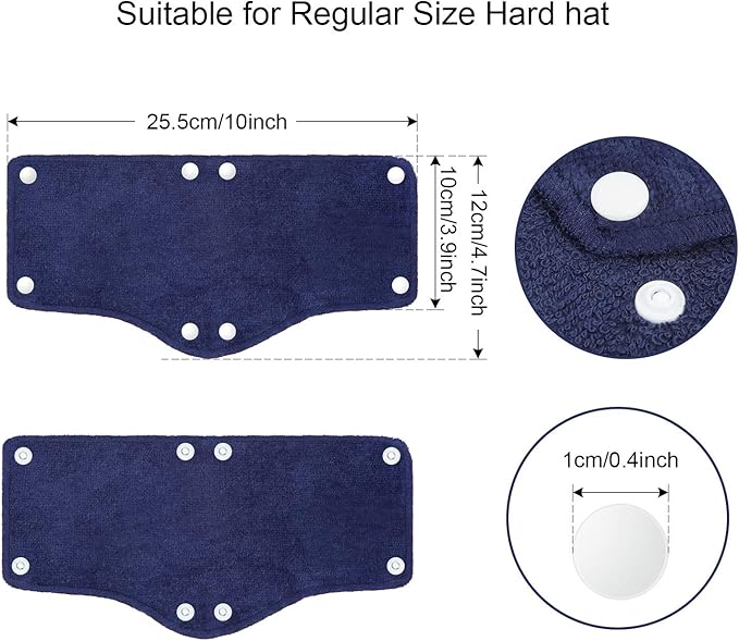 24 Pieces Hard Hat Sweatband, Cotton Helmet Sweatband Hard Hat Liner, Washable Sweat Band Reusable Safety Sweat Band Snap Hard Accessories (Dark Blue)