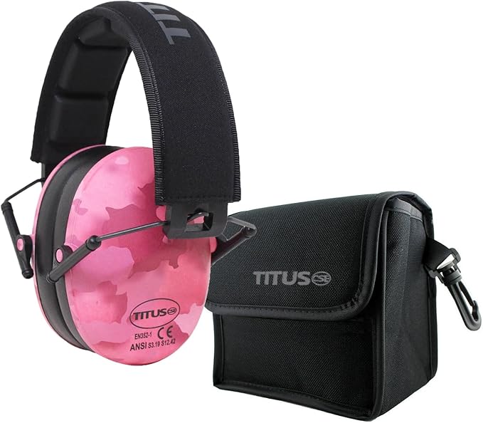 TITUS 2-Series Premium Low Profile Earmuffs, ANSI Rated, High NRR Noise Reduction, Durable Sport Band, Hearing Protection PPE