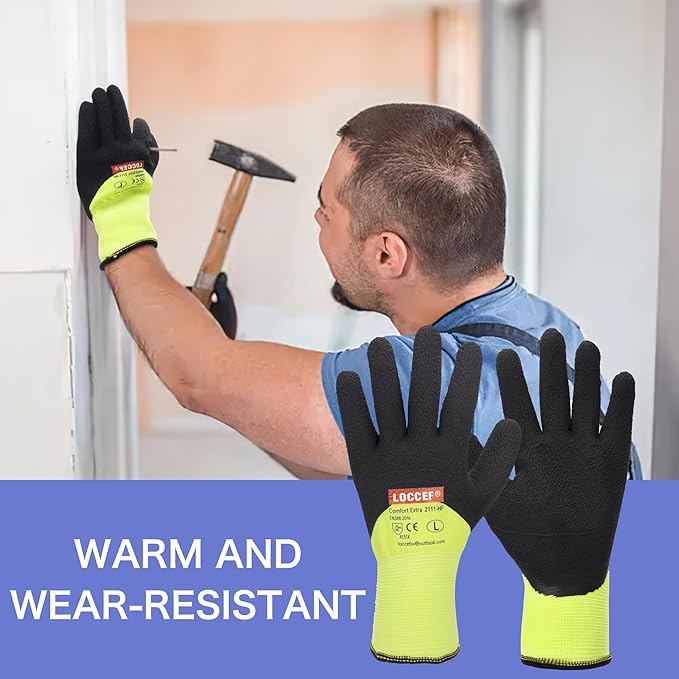 2 Pairs Winter Work Gloves for Men and Women, Freezer Gloves for Work Below Zero, Thermal Insulated, Super Grip