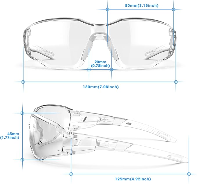 Safety Glasses Anti-Fog Goggles Clear Lens,Adjustable Frames Blue Light Blocking Eye Protection For Men Women