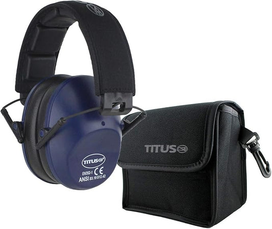 TITUS 2-Series Premium Low Profile Earmuffs, ANSI Rated, High NRR Noise Reduction, Durable Sport Band, Hearing Protection PPE