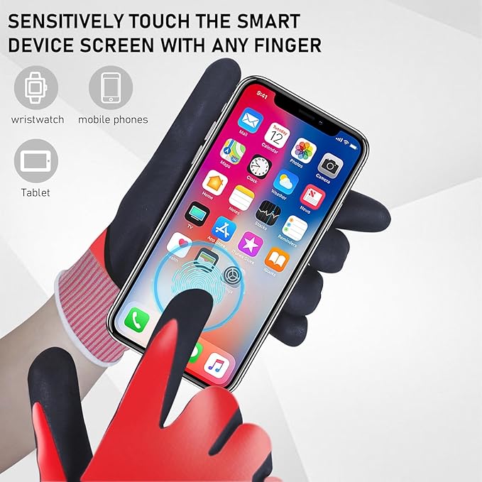 Xin Tester 1000V Electrician Insulated Gloves, High Voltage Resistance Electrical Work Gloves Rubber Non-Slip Texture Waterproof Electrician Tool(Red)