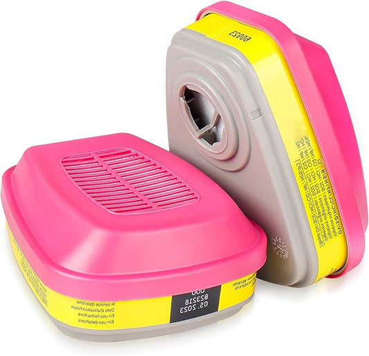 (1 Pair) 60923 Respirator Cartridge Particle Filter, Helps Protect Against Organic Vapors, Acid Gases, Chemical and Particulates