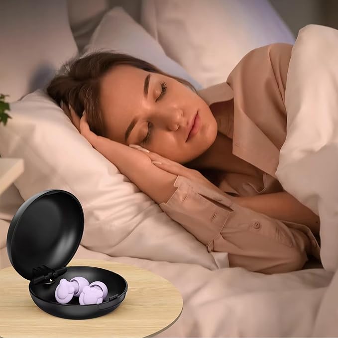 Ear Plugs for Sleeping Noise Reduction, Hearing Protection Ear Plugs for Sleep, snoring, Study, Super Soft with 8 Ear Tips in XS/S/M/L (Black)