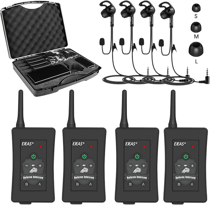 Referee Communication System, Professional FBIM Referee Headsets with Earphone for Soccer Volleyball Ofiicial Football Handball (4 Pack)