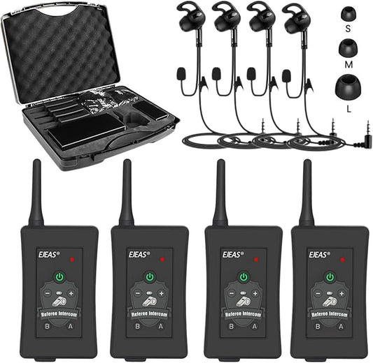 Referee Communication System, Professional FBIM Referee Headsets with Earphone for Soccer Volleyball Ofiicial Football Handball (4 Pack)