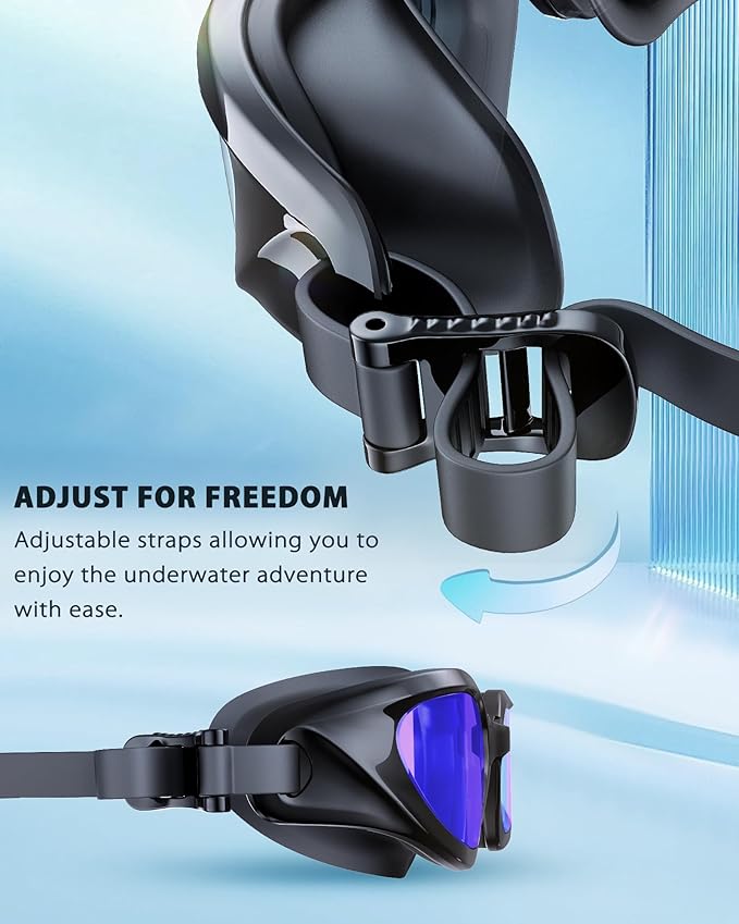 Swim Goggles, Unisex Adult Swimming Goggles Upgraded Anti Fog Anti UV No Leakage Wide View for Men Women Youth