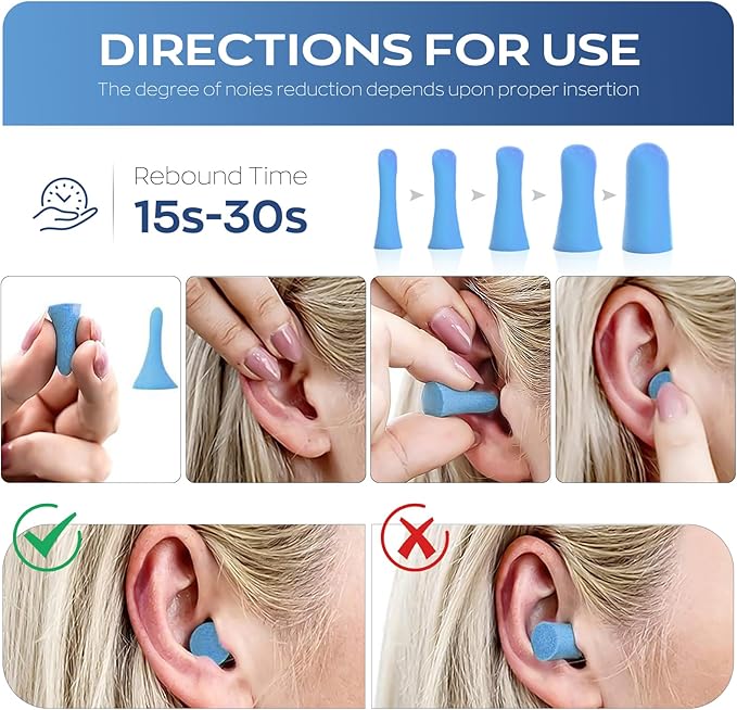 10Pairs Foam Earplugs, Noise Cancelling Ear Plugs for Sleeping Hearing Protection for Shooting Range, Work, Travel,Concert Blue