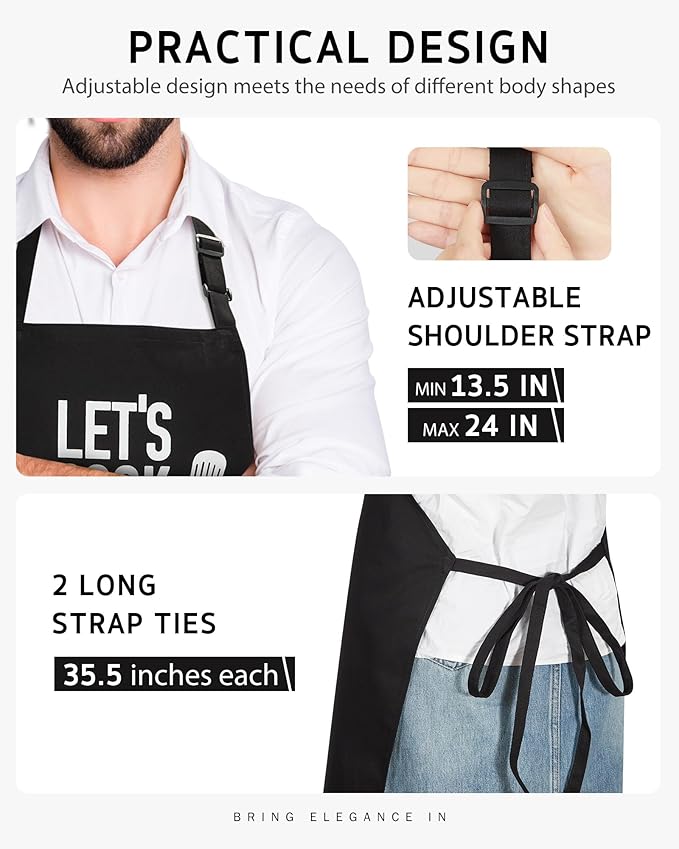 Syntus Chef Apron for Men Women Kitchen Cooking Apron with Pockets, Adjustable Bib Aprons Stain Resistant, 1 Pack