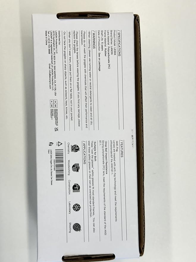 LANON Safety Glasses Over Glasses,ANSI Z87.1 Lenses with Anti-Fog & Scratch,Side Protection, High Transmission, Adjustable Protective Eyewear Goggles