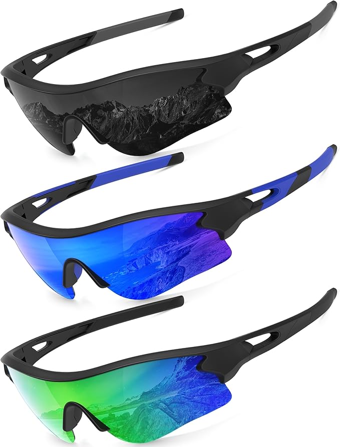 KALIYADI Sports Sunglasses Polarized Sunglasses-Men: Mens Sunglasses with UV400 for Golf Running Fishing