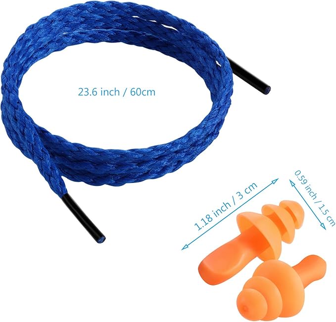 100 Pairs Corded Ear Plugs Silicone Noise Reducing Blocking Cancelling Soft Reusable Rubber Hearing Protection Earplugs for Sleeping Swimming Snoring Sports Racing