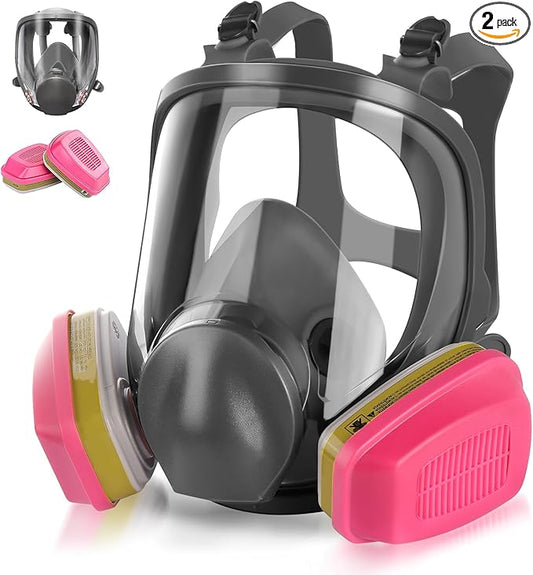 Full-Face Mask Respirator with 60926 Cartridges - Anti-fog,Reusable Gas Cover Organic Vapor Masks Survival Nuclear,Paint Mask for Painting,Dust,Formaldehyde,Epoxy Resin,Sanding,Cutting,welding