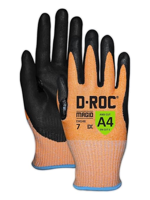MAGID D-ROC ANSI A4 Oil & Liquid Absorbing TriTek Work Gloves, 1 Pairs, Size 6/XS, DXG48