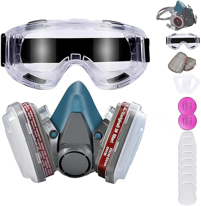 Respirator Mask with Filters, Welding Respirator Paint Mask Reusable Gas Mask Full Face Respirator