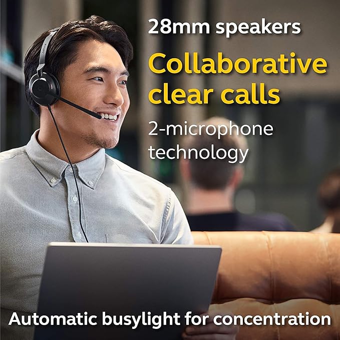 Jabra Evolve2 30 SE Wired Mono Noise-Cancelling Headset - Features 2-Mic Call Technology and USB-A Cable - Works with All Leading Unified Communications Platforms Such as Zoom and Google Meet - Black