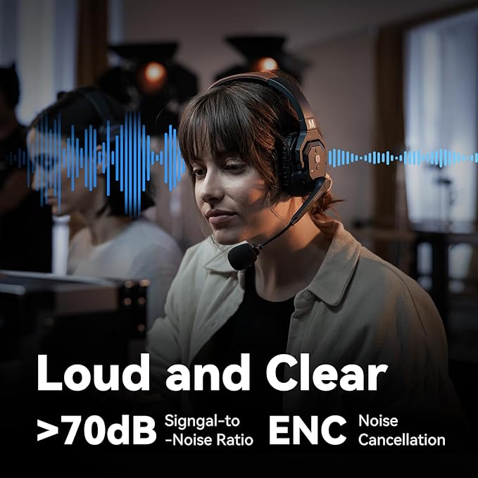 Hollyland Solidcom SE Wireless Remote Headset ENC Full Duplex 1100ft Team Communication Headsets with PTT Mute Single Ear Headset for TV Film Production (2.4GHz Version)