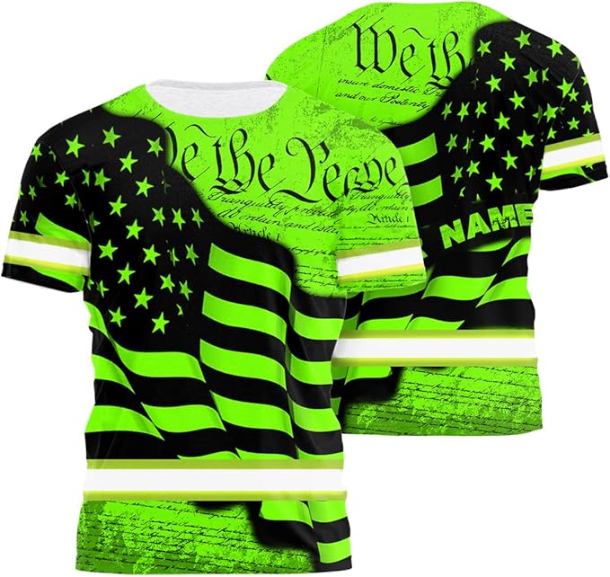 Maddly High Visibility US Flag Collection Safety Workwear Custom Name for Workers, Runners, Truckers, Patriotic