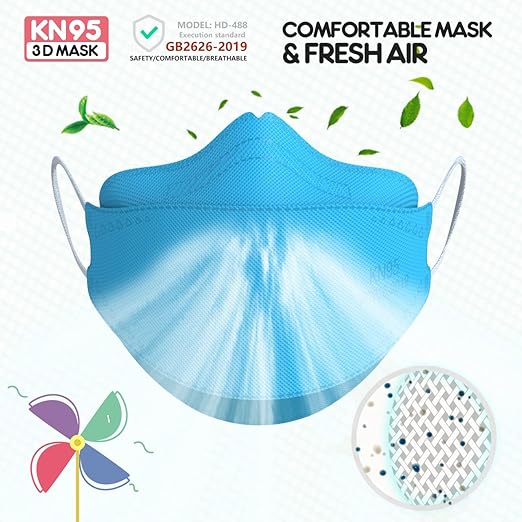 KN95 Face Masks 100 Pack, Breathable Comfortable and Disposable KN95 Mask, Multicolor