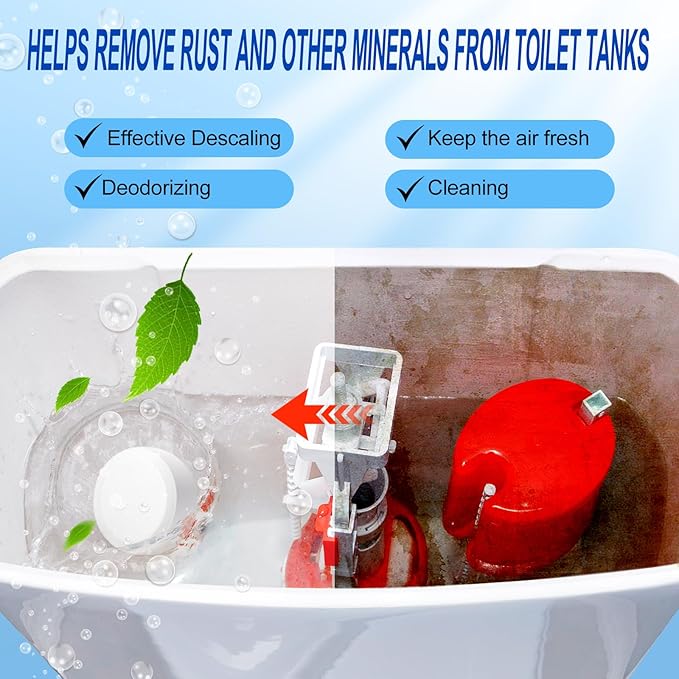 Automatic Toilet Bowl Cleaner Tablets, Bleach.Descale & Deodorize-Tank Drop-In Tablets for Stain & Limescale Removal, Fresh Scent, Septic-Safe, Compatible with effective to use Works with Toilets -AAA