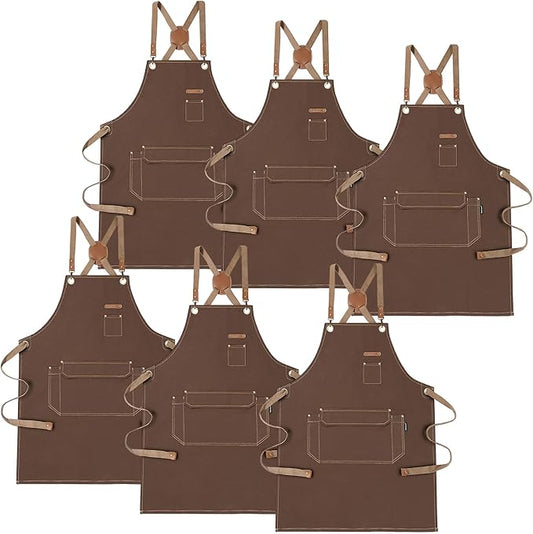 Chef Apron with Cross Back Straps for Men Women, Cotton Canvas Apron for Artists Painting, Kitchen Cooking