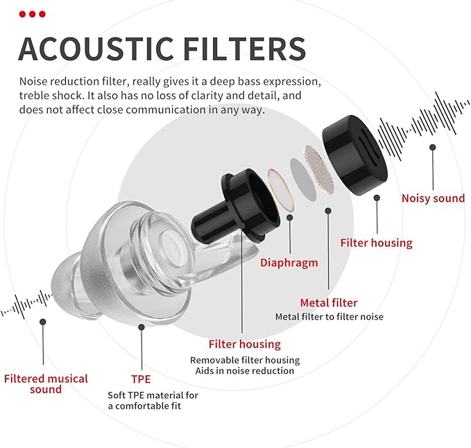 LYSIAN High Fidelity Ear Plugs for Concerts - Reusable Noise Cancelling Concert Earplugs for Musicians, Motorcycle, Music Festival, Games, DJ, Drumline-2 Pairs Valued Pack