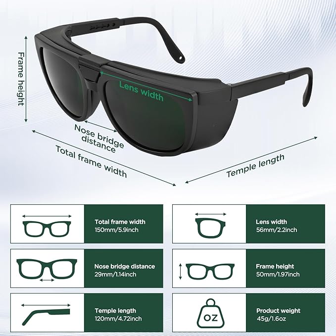 Dual Lens Welding Glasses, ANSI Z87.1 Clear/Shade Switchable ，Anti-scratch Safety Glasses, UV Protection, IR Shade Lens