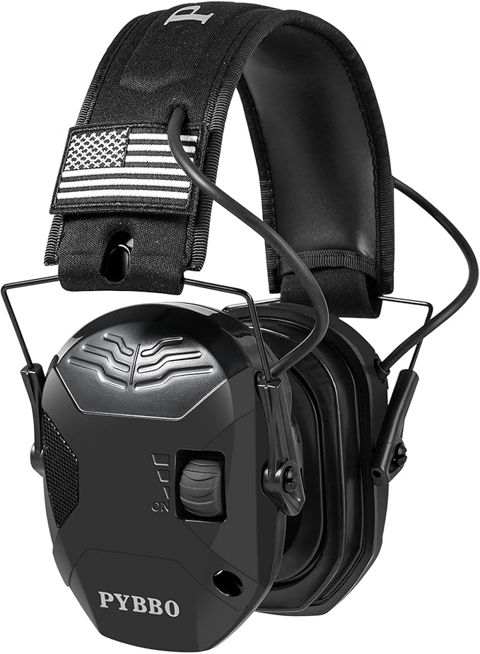 PYBBO NRR 23dB Shooting Ear Protection Muffs with Gel Ear Pads, Slim Active Noise Reduction & Sound Amplification for Hunting