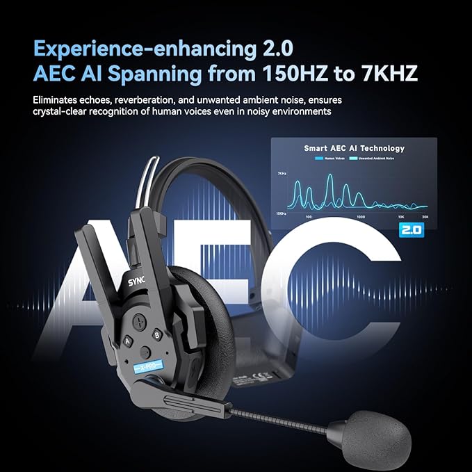 SYNCO XTalk Pro2 XPro X2 2.4GHz Wireless Headset Communication System Random Master Device 500m Operating Range Real-time Monitoring AI Noise Reduction Headset for Movie Shoot Live Show (2Pcs)