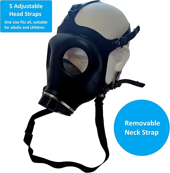 KYNG Israeli Rubber Respirator Style Mask Protection w/Premium Black KYNG 40mm Premium FILTER Canister For Industrial, Chemical Handling, Halloween, Painting, Welding, Prepping, Emergency Preparedness