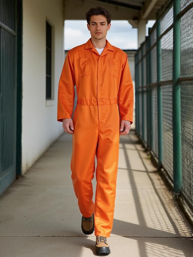 MCJC Coveralls for Men Adult Blue Jumpsuit Coveralls Mechanic Work Uniform Halloween Horror Killer Costume
