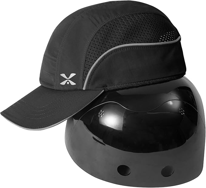 Lightweight Safety Bump Cap - Breathable Baseball Style Protective Hat with Reflective Stripes