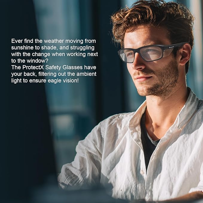 ProtectX Classic Safety Glasses, Anti-Fog Scratch Resistant Lenses, Protective Eyewear for Work, Indoor/Outdoor, ANSI Z87.1