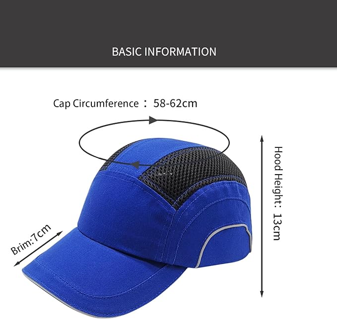Lightweight Hard Hat Safety Bump Cap Safety Hard Hat Head Protection Cap Breathable Baseball Hat Style Comfortable Head Protection Hat for Work