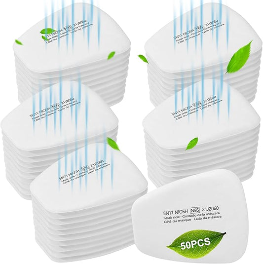 50PCS 5N11 Respirator Filter Cotton - 6001 Filter Cartridges for Respirator Particulate Filter for Use with 6200, 6502, 6800 Series Respirator Mask Against Dust,Painting (50 PCS 5N11 Filters)