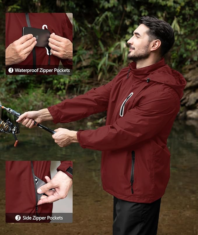 SWISSWELL Men's Waterproof Golf Rain Suit Rain Gear Jacket and Pant Outdoor Lightweight Hooded Raincoat