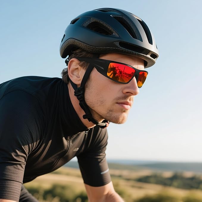 Polarized Sports Sunglasses for Men Women Unbreakable Frame Cycling Fishing Wrap Around Sunglasses UV400 Protection
