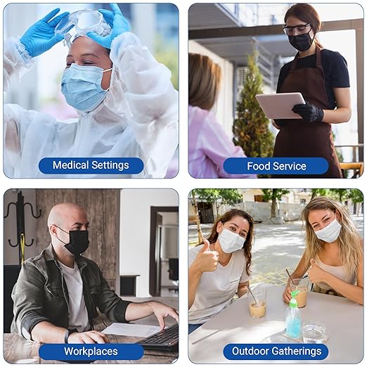 JMU 500 Pcs Disposable Face Masks for Adults, 4-Ply Protection ASTM Level 3 Medical Mask, White, 10Box