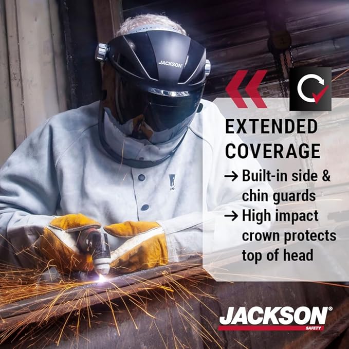 Jackson Safety QUAD 500 Face Shield - Anti-Fog Window with Chin Guard - ANSI Z87.1 & OSHA - (Multiple Styles & Headgears)
